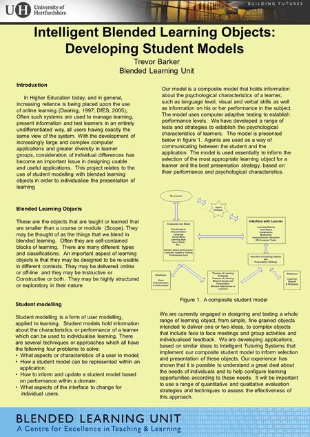 Intelligent Blended Learning Objects: Developing Student Models Trevor Barker Blended Learning Unit Introduction In Higher Education today, and in general,