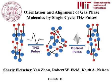 Sharly Fleischer, Yan Zhou, Robert W. Field, Keith A. Nelson FRISNO 11 Orientation and Alignment of Gas Phase Molecules by Single Cycle THz Pulses.