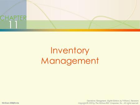 11 Inventory Management CHAPTER
