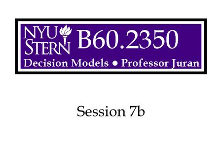 Session 7b. Decision Models -- Prof. Juran2 Example: Preventive Maintenance At the beginning of each week, a machine is in one of four conditions: 1 =