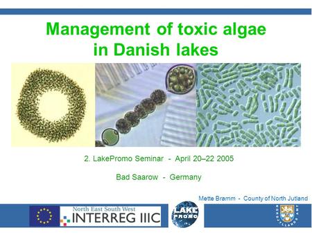 Management of toxic algae in Danish lakes 2. LakePromo Seminar - April 20–22 2005 Bad Saarow - Germany Mette Bramm - County of North Jutland.