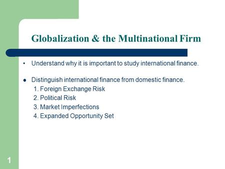 Globalization & the Multinational Firm