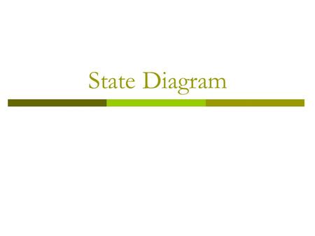 State Diagram. What is State Diagram?  State diagram is used to show the state space of a given class, the events that cause a transition from one state.