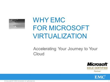 1© Copyright 2011 EMC Corporation. All rights reserved. WHY EMC FOR MICROSOFT VIRTUALIZATION Accelerating Your Journey to Your Cloud.