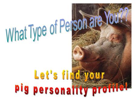 The PIG Personality Profile Toward the top of the paper, you are a positive, optimistic person. Toward the middle of the page (top to bottom), you are.