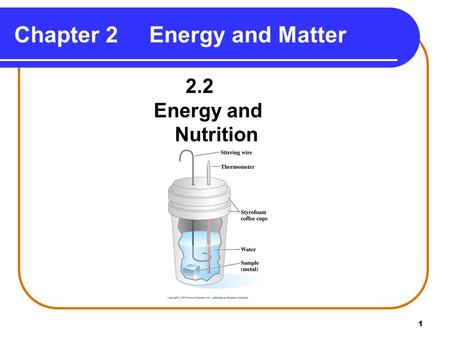 1 Chapter 2Energy and Matter 2.2 Energy and Nutrition.