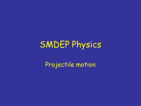 SMDEP Physics Projectile motion. Ch. 3, #28 1.1/6 as far 2.6 times as far 3.36 times as far 4.3.4 times as far 5.Other 6.Didn’t finish.