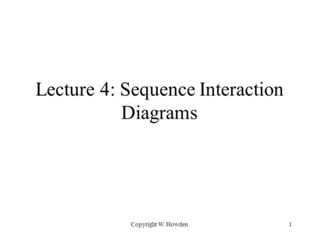 Copyright W. Howden1 Lecture 4: Sequence Interaction Diagrams.