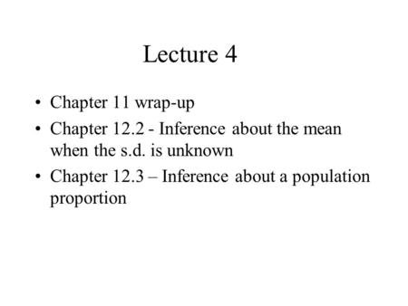 Lecture 4 Chapter 11 wrap-up