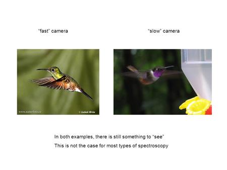 “fast” camera“slow” camera In both examples, there is still something to “see” This is not the case for most types of spectroscopy.