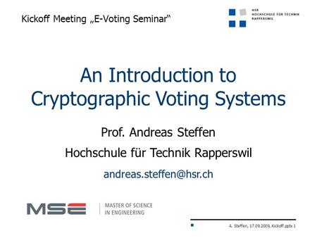Kickoff Meeting „E-Voting Seminar“