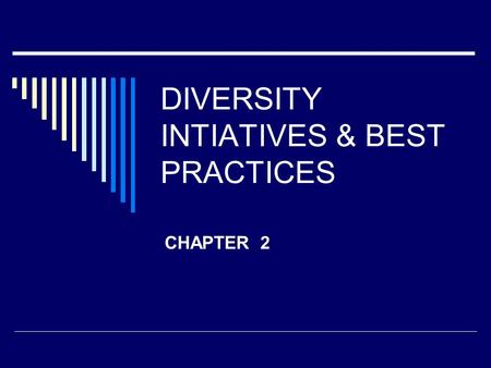 DIVERSITY INTIATIVES & BEST PRACTICES CHAPTER 2. Organization’s Interest  Is a Productivity Issue Adversely affects employee relations Attitudes Retention.