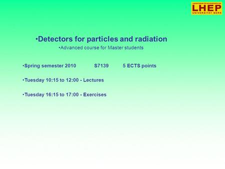 Detectors for particles and radiation