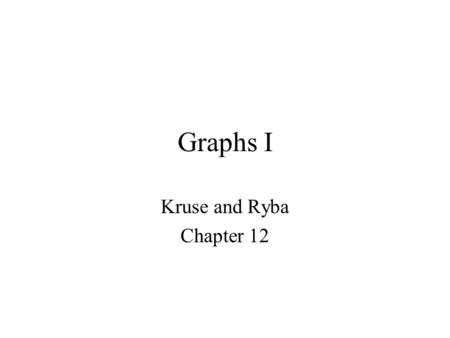 Graphs I Kruse and Ryba Chapter 12. Undirected Graphs An undirected graph is a set of nodes and a set of edges between nodes; e.g.: The graph is undirected.