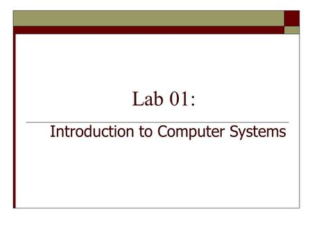 Lab 01: Introduction to Computer Systems.