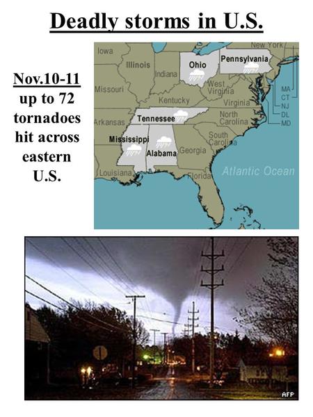 Deadly storms in U.S. Nov.10-11 up to 72 tornadoes hit across eastern U.S.