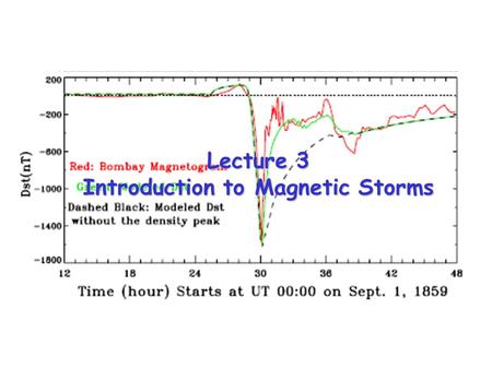 Lecture 3 Introduction to Magnetic Storms. An isolated substorm is caused by a brief (30-60 min) pulse of southward IMF. Magnetospheric storms are large,