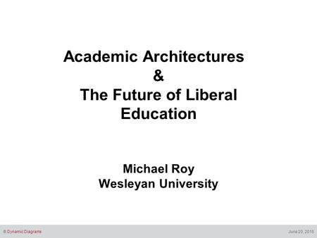 June 20, 2015® Dynamic Diagrams Academic Architectures & The Future of Liberal Education Michael Roy Wesleyan University.