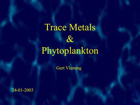 Trace Metals & Phytoplankton Gert Vlaming 24-01-2003.