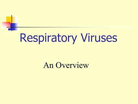 Respiratory Viruses An Overview.