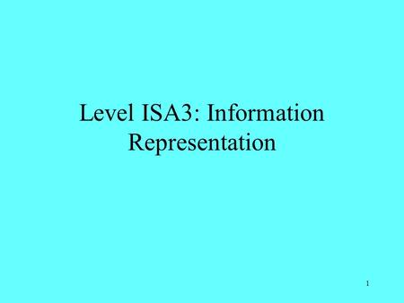 Level ISA3: Information Representation