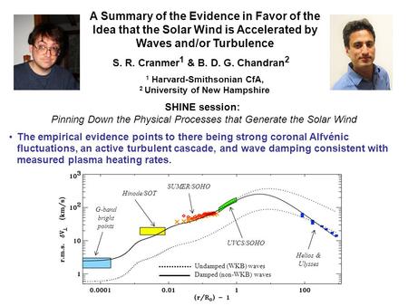 A Summary of the Evidence in Favor of the Idea that the Solar Wind is Accelerated by Waves and/or Turbulence S. R. Cranmer 1 & B. D. G. Chandran 2 1 Harvard-Smithsonian.