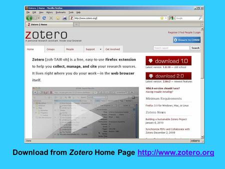 Download from Zotero Home Page