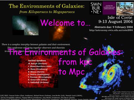 Welcome to… The Environments of Galaxies: from kpc to Mpc.