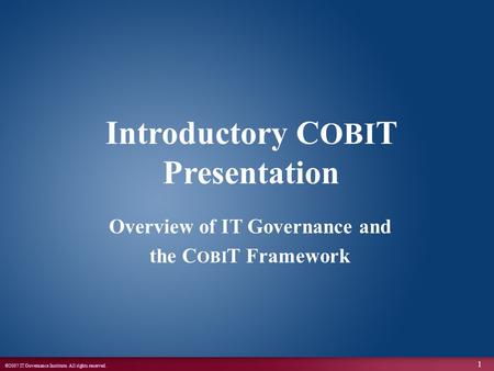 Overview of IT Governance and