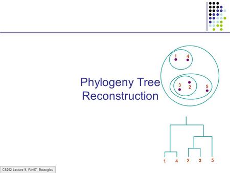 CS262 Lecture 9, Win07, Batzoglou Phylogeny Tree Reconstruction 1 4 3 2 5 1 4 2 3 5.