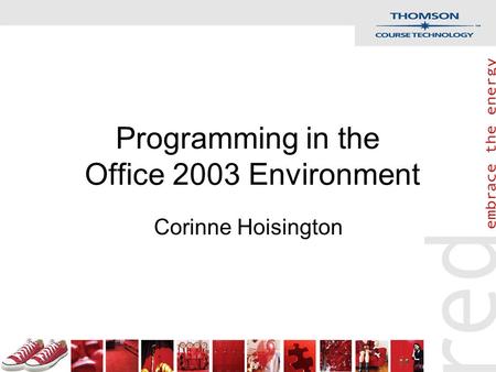 Programming in the Office 2003 Environment Corinne Hoisington.