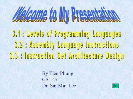 By Tien Phung CS 147 Dr. Sin-Min Lee. High-level Languages Assembly Languages Machine Languages.