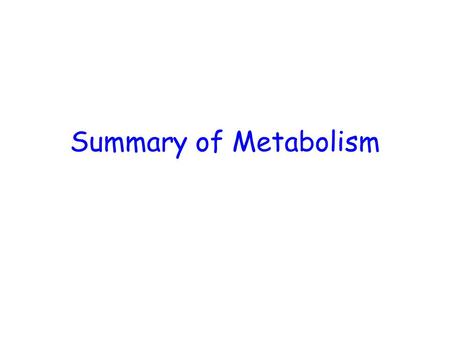 Summary of Metabolism.