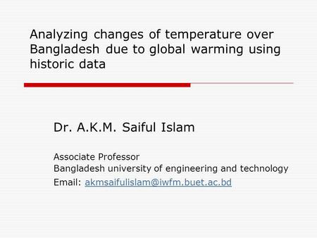 Dr. A.K.M. Saiful Islam Associate Professor