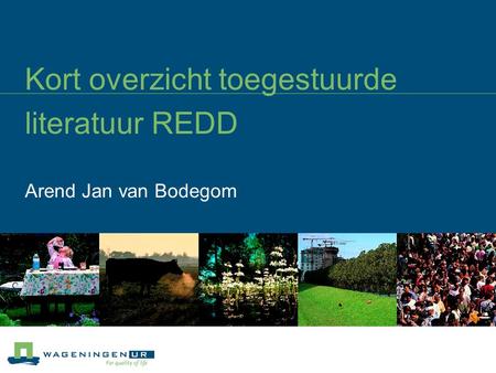 Kort overzicht toegestuurde literatuur REDD Arend Jan van Bodegom.