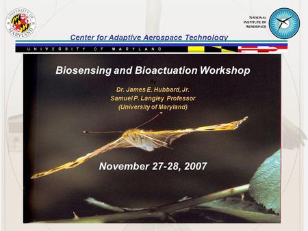 Center for Adaptive Aerospace Technology Biosensing and Bioactuation Workshop By Dr. James E. Hubbard, Jr. Samuel P. Langley Professor (University of Maryland)