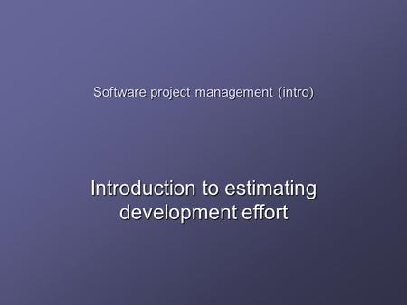 Software project management (intro)