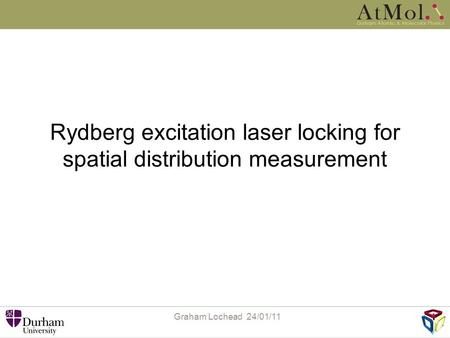 Rydberg excitation laser locking for spatial distribution measurement Graham Lochead 24/01/11.