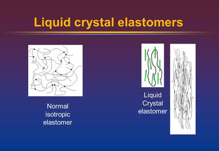 Liquid crystal elastomers Normal isotropic elastomer Liquid Crystal elastomer.