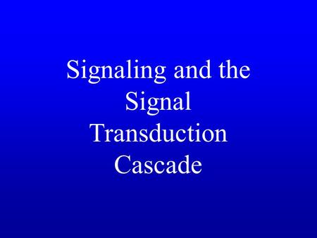 Signaling and the Signal Transduction Cascade. Question?????? External Stimulus Inside cell Nucleus, Gene transcription Other cellular effects.