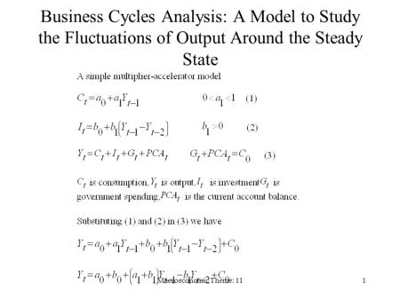 Macroeconomic Theme: 111 Business Cycles Analysis: A Model to Study the Fluctuations of Output Around the Steady State.