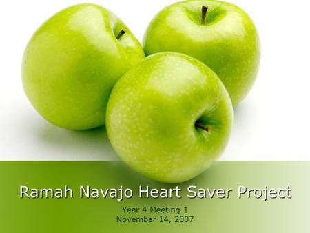 Ramah Navajo Heart Saver Project Year 4 Meeting 1 November 14, 2007.