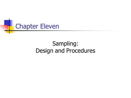 Sampling: Design and Procedures