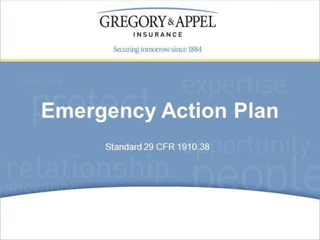 Emergency Action Plan Standard 29 CFR 1910.38.