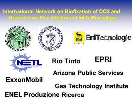 International Network on Biofixation of CO2 and International Network on Biofixation of CO2 and Greenhouse Gas Abatement with Microalgae Greenhouse Gas.