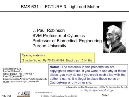 BMS LECTURE 3 Light and Matter