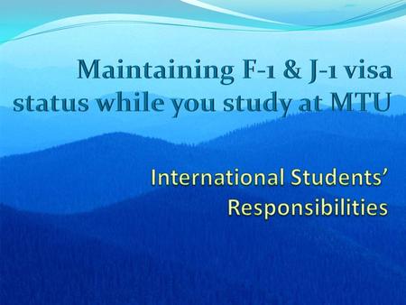 International Students’ Responsibilities