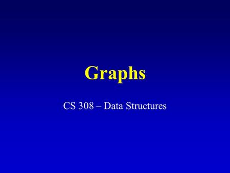 Graphs CS 308 – Data Structures. What is a graph? A data structure that consists of a set of nodes (vertices) and a set of edges that relate the nodes.