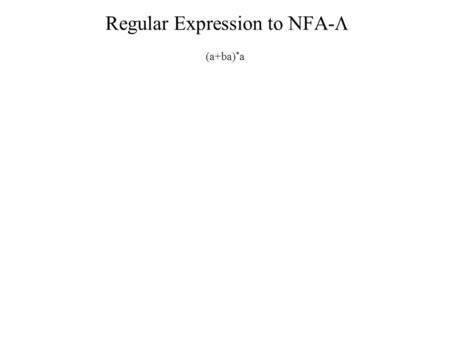 Regular Expression to NFA-  (a+ba) * a. First Parsing Step concatenate (a+ba) * a.