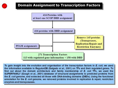 Domain Assignment to Transcription Factors 416 Proteins with at least one SCOP DBD assignment 416 Proteins with at least one SCOP DBD assignment PFAM assignments.